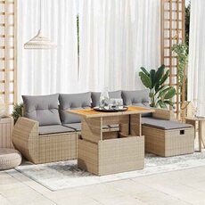 Salon de jardin modulable GENERIQUE beige 6 pieces resine tressee 62 x 71 x 69 cm 4 personnes