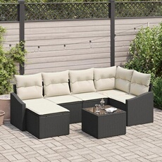Salon de jardin modulable rotin marron 6 personnes 55 x 55 cm 7 pieces