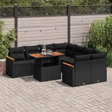 Salon de jardin modulable resine tressee noir 2 personnes 62 x 62 x 69 cm 9 pieces