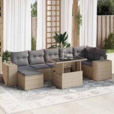 Salon de jardin modulable bois massif beige 7 personnes 100 x 55 x 73 cm 8 pieces