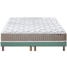 Ensemble Matelas Latex 3 Zones Pure + Sommier 2x80x200 Sommier Vert Celadon