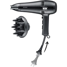 Seche-cheveux avec câble rétractable - - HT 0165 - Diffuseur & Concentrateur - 2100 W - 3 niveaux de température - Noir