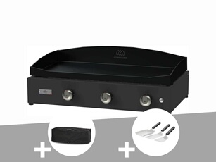 Plancha Pure 375 noire gaz + Housse de protection + Kit 3 spatules -