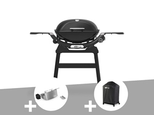 Barbecue à gaz Q 2200N noir avec pied + Rôtissoire + Housse -