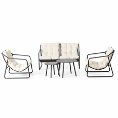 Salon De Jardin 4 Places Gris Et Beige Avec Tables Basses Atrani