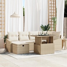 Salon de jardin modulable 7 pieces beige rotin 100 x 55 x 100 cm