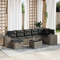 Salon de jardin modulable resine tressee 8 pieces gris 62 x 93 x 69 cm 2 personnes
