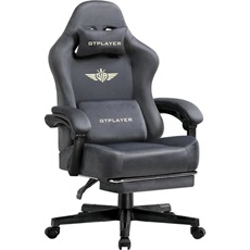 Chaise de Gaming - Respirante en Polycarbonate - Ergonomique - Dossier réglable à 160° et Repose-Pieds Extensible - Gris