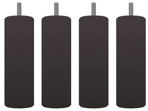 Jeu de 4 pieds CYLINDRIQUE o : 70 mm - hauteur : 170 mm - vis de 8 mm - en Caisse Carton CC avec etiquette - coloris LAQUE GRIS TAUPE