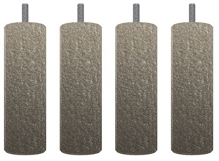 Jeu de 4 pieds CYLINDRIQUE o : 70 mm - hauteur : 200 mm - vis de 8 mm - en Caisse Carton CC avec etiquette - coloris CHAMPAGNE