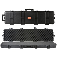 VEVOR Gewehr-Hartschalenkoffer mit 3 Schichten Vollständig Schützendem Schaumstoff, Abschließbarer Hartwaffenkoffer, Wasserdichter & Rollbarer Langwaffenkoffer, für 127 cm Gewehre oder Schrotflinten