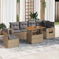 Salon de jardin modulable GENERIQUE beige 7 pieces 6 personnes 100 x 55 x 73 cm resine tressee