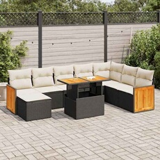 Salon de jardin modulable GENERIQUE 9 pieces 7 personnes resine tressee 62 x 59 x 69 cm noir