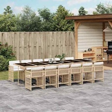 Salon de jardin GENERIQUE resine tressee 3 personnes 13 pieces 38 x 38 cm beige