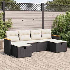Salon de jardin modulable GENERIQUE resine tressee 6 personnes 6 pieces 62 x 62 x 69 cm noir