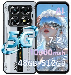 Smartphone Oukitel Smartphone robuste WP60 5G 7,2 pouces, 120 Hz, 108 Mpx, 10 000 mAh, Android 15, NFC (48 Go + 512 Go, Argent)