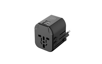ADAPTATEUR DE VOYAGE UNIVERSEL + 2 USB A + HOUSSE