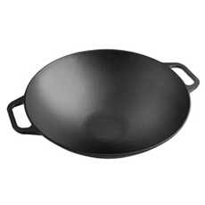 Wok en Fonte Naturelle Induction 35,5cm, Convient pour le Feu, Barbecue, Four 37291 Noir
