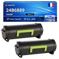 Pack de 2 Toners compatible pour Lexmark 24B6889 Noir 21 000 Pages