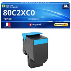 Toner compatible pour Lexmark 80C2XC0 802XC CX510 Cyan 4000 Pages