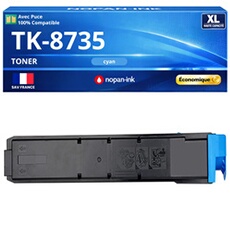 Toner TK8735 TK8735C 1T02XNCNL0 compatible pour Kyocera 7052 8052 Cyan Haute capacité avec puce 40000 pages