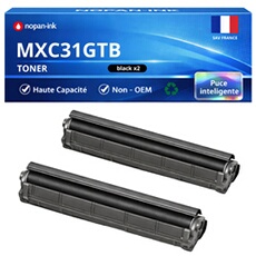 Pack de 2 Toners compatible pour Sharp MX31GTBA MX-C31GTB Noir 18000 Pages