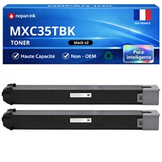 Pack de 2 Toners compatible pour Sharp MXC35TBK MX-C35TBK Noir 9000 Pages