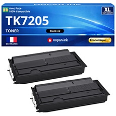 Pack 2 Toner TK7205 TK 7205 1T02NL0NL0 compatible pour Kyocera Noir Haute capacité avec puce 35000 pages