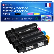 Pack de 4 Toners compatible pour Toshiba T-FC25 6AJ00000075 6AJ00000072 6AJ00000078 6AJ00000081 Noir et Couleurs