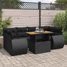 Salon de jardin modulable GENERIQUE 6 personnes noir resine tressee 100 x 55 x 73 cm 7 pieces