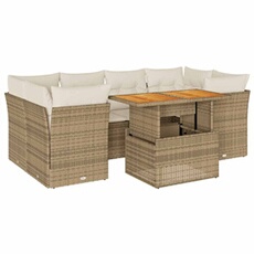 Salon de jardin modulable beige bois massif 7 pieces 100 x 55 x 73 cm 6 personnes