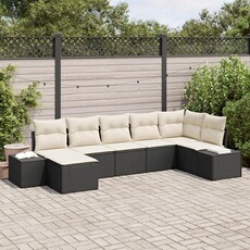 Salon de jardin modulable GENERIQUE rotin 7 pieces noir 62 x 184 x 69 cm