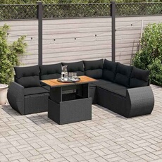 Salon de jardin modulable GENERIQUE 7 pieces resine tressee noir 100 x 55 x 73 cm 6 personnes
