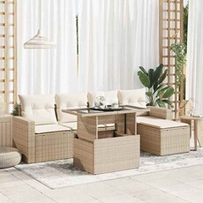 Salon de jardin GENERIQUE resine tressee 6 pieces 5 personnes 62 x 65.5 x 69 cm beige