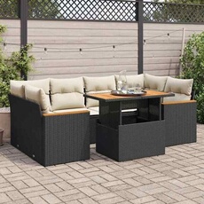 Salon de jardin modulable GENERIQUE noir resine tressee 6 pieces 55 x 62 x 69 cm