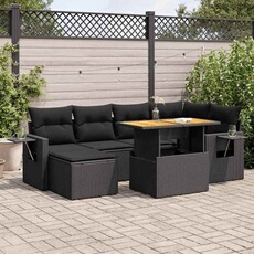 Salon de jardin modulable GENERIQUE resine tressee 7 pieces 2 personnes 100 x 55 x 73 cm noir