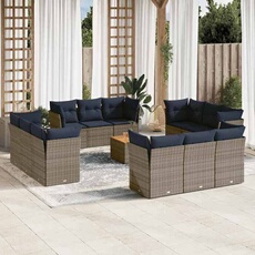 Salon de jardin modulable GENERIQUE 13 pieces gris resine tressee 62 x 62 x 69 cm