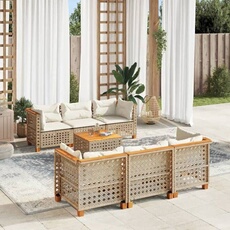Salon de jardin modulable GENERIQUE resine tressee beige 7 pieces x 63.5 x 36 cm
