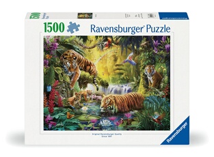 Puzzle 1500 pièces Tigres au plan d'eau