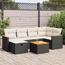 Salon de jardin modulable GENERIQUE noir resine tressee 2 personnes 62 x 62 x 69 cm 7 pieces