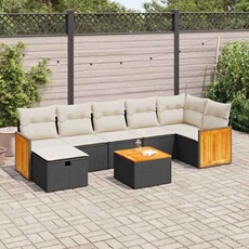 Salon de jardin GENERIQUE 7 personnes resine tressee 8 pieces 62 x 59 x 69 cm noir