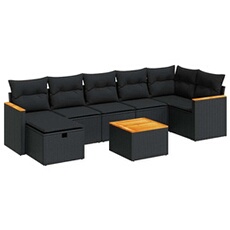 Salon de jardin modulable GENERIQUE 8 pieces noir 2 personnes 62 x 62 x 69 cm resine tressee