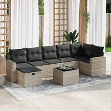 Salon de jardin modulable GENERIQUE resine tressee gris 7 personnes 62 x 65.5 x 69 cm 8 pieces