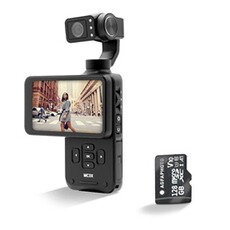 Appareil photo compact Agfaphoto Gimbal Realimove MC3X + MicroSDXC UHS-I 128GB - Camera Stabilisateur 3 Axes 4K Ultra HD, Écran Tactile Rotatif 3,5", 20 MP, Suivi de Visage, Vision