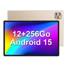 Tablette tactile GENERIQUE Tablette tactile 10,1 pouces Android 15, 12 Go RAM, 256 Go ROM, Batterie Longue Durée 6000 mAh, Double SIM 4G, Finition Or.