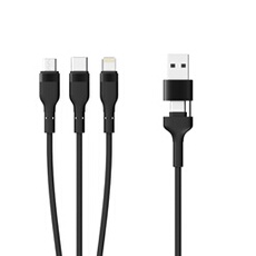 Cable 3 en 2 Lightning micro USB & USB C 1m tresse