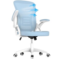 Fauteuil de bureau - Chaise à Roulettes, Ergonomique Siège, Hauteur Réglable 10 cm, à Roulettes 360°,Bleu