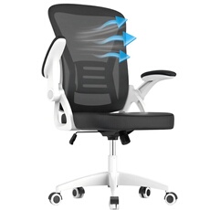 Fauteuil de bureau - Chaise à Roulettes, Ergonomique Siège, Hauteur Réglable 10 cm, à Roulettes 360°,Blanc