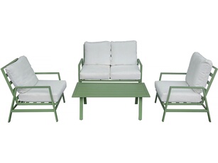 Ensembles canapes. fauteuils et tables de jardin vert 4 pieces metal 130 x 80 x 90 cm 4 personnes