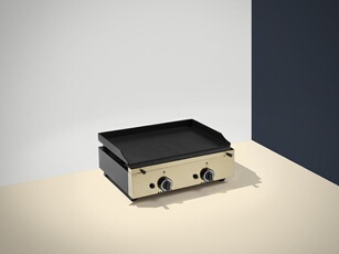 Plancha Gaz Inox 2 brûleurs Plaque Lisse 10 mm 600 x 455 mm By